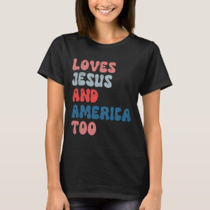 Camiseta Vintage ama Jesus e América em 4 de julho.