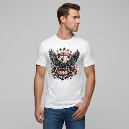 Camiseta Vintage América 250 Águia Careca 1776-2026 Patriót