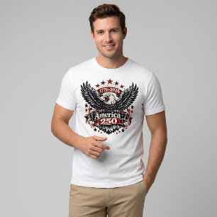 Camiseta Vintage América 250 Águia Careca 1776-2026 Patriót