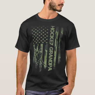 Camiseta Vintage American Camo Flag Hockey Vovô Si