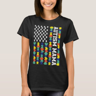 Camiseta Vintage American Flag Autism Mama Autism Sensibili