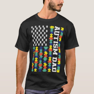 Camiseta Vintage American Flag Autism Pai Autism Sensibiliz