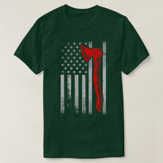 Camiseta Vintage American Flag Ax Thwing 1 (Frente do Design)