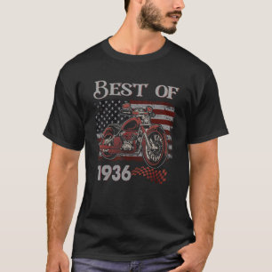 Camiseta Vintage American Flag Best Of 1936 Motorcycle Birt