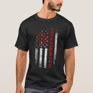 Camiseta Vintage American Flag Bombeiro Roupa Patriot