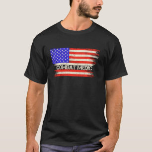 Camiseta Vintage American Flag Combat Medicat Patriotic Fun
