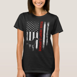Camiseta Vintage American Flag Dachshund Porque A Terapia É