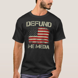 Camiseta Vintage American Flag Defende A Mídia (Na Parte Tr