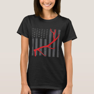 Camiseta Vintage American Flag Elk Caçando Funny Usa Arco H