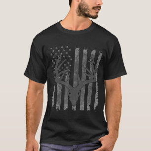 Camiseta Vintage American Flag Elk Caçando Funny Usa Arco H