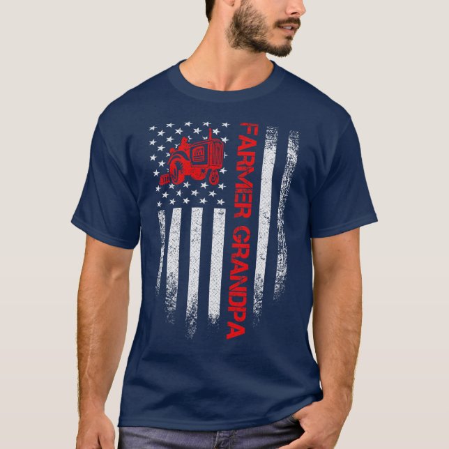 Camiseta Vintage American Flag Farmator Trator (Frente)