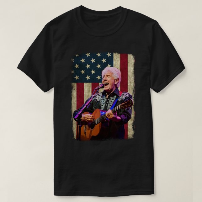 Camiseta Vintage American Flag Graham Nash Legend (Frente do Design)