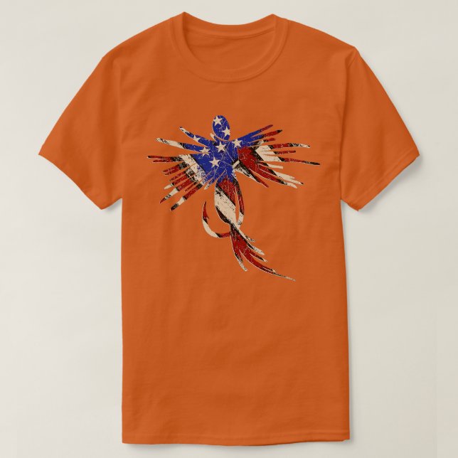 Camiseta Vintage American Flag Grunge Fly Fish Fishe (Frente do Design)