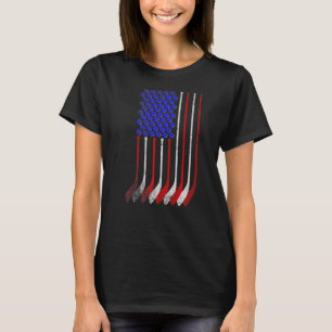 Camiseta Vintage American Flag Hockey Roupa 4 de julho Home