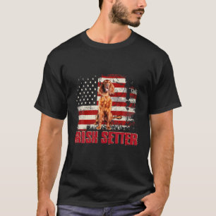 Camiseta Vintage American Flag Irish Setter Dog Lover