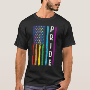 Camiseta Vintage American Flag Lgbt Pride Gay Lésbica Trans