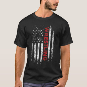 Camiseta Vintage American Flag Luta Patriotic Wrestler