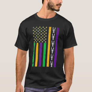Camiseta Vintage American Flag Mardi Gras Crawfish Único M