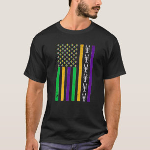 Camiseta Vintage American Flag Mardi Gras Crawfish Único M