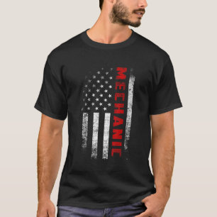 Camiseta Vintage American Flag Mechanic Roupa Patriot Usa