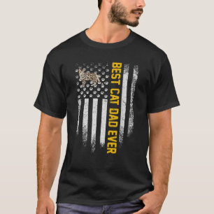 Camiseta Vintage American Flag Melhor Pai De Gato Bengala A
