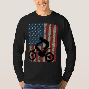 Camiseta Vintage American Flag Motocross Motorcycle 4th Of