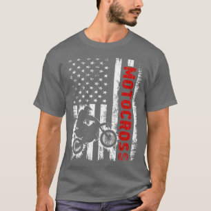 Camiseta Vintage American Flag Motocross Patriotic