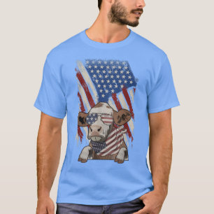 Camiseta Vintage American Flag Pai Mãe Vaca 4º