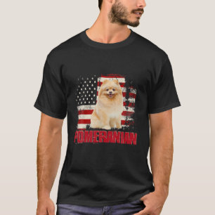Camiseta Vintage American Flag Pomeranian Dog Lover