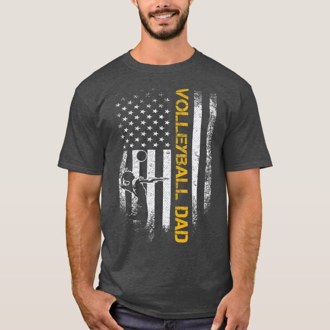 Camiseta Vintage American Flag Proud Pai de Voleibol (Frente)