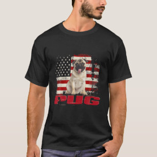 Camiseta Vintage American Flag Pug Dog Lover