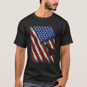 Camiseta Vintage American Flag Retro Doberman Dog 4º De Ju