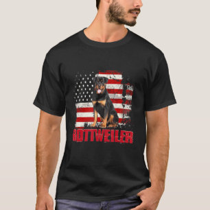 Camiseta Vintage American Flag Rottweiler Dog
