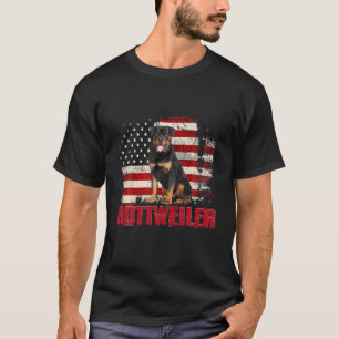 Camiseta Vintage American Flag Rottweiler Dog Lover
