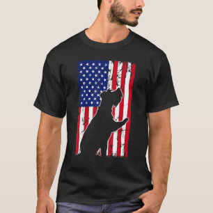 Camiseta Vintage American Flag Schnauzer Pai de Cachorro Mã