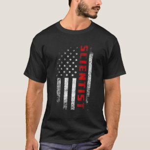 Camiseta Vintage American Flag Scientist Roupa nos Patriot