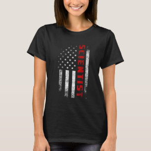Camiseta Vintage American Flag Scientist Roupa nos Patriot