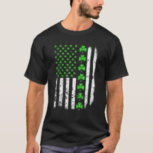 Camiseta Vintage American Flag Shamrock Green C Boy Gir