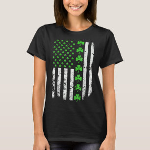 Camiseta Vintage American Flag Shamrock Green Clover Me