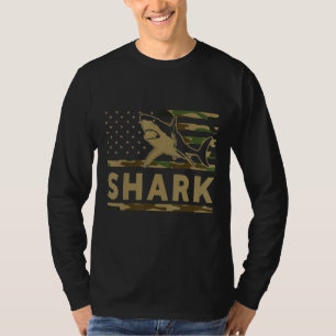 Camiseta Vintage American Flag Shark Lover