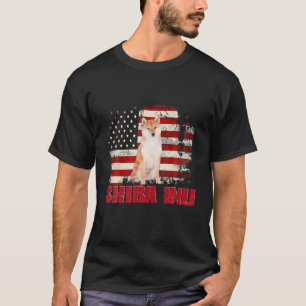 Camiseta Vintage American Flag Shiba Inu Dog Lover