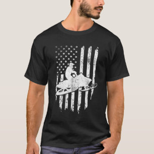 Camiseta Vintage American Flag Snowmobiling Snowmobile Ride