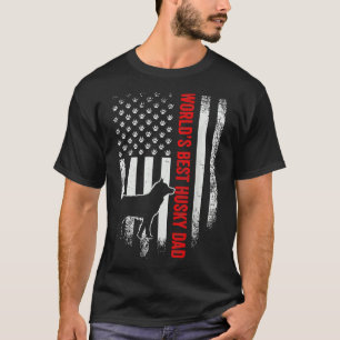Camiseta Vintage American Flag World Best Siberian Husky Da