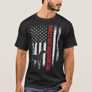 Camiseta Vintage American Flag Worlds Best Dachshund Pai Si