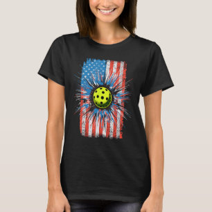 Camiseta Vintage American Pickleball USA Flag 4th of Julho 