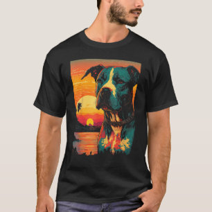 Camiseta Vintage American Pit Bull Terrier 80s Sunset Retro