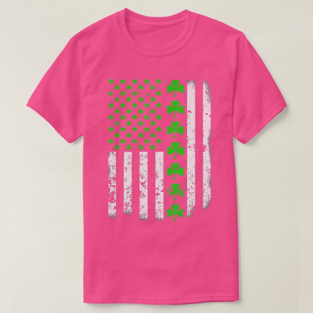 Camiseta Vintage American USA Flag Shamrock GreenClover Boy (Frente do Design)