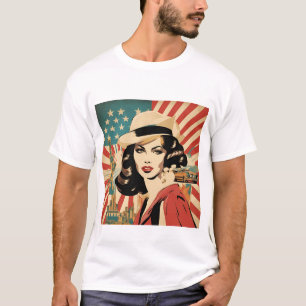 Camiseta Vintage American Woman T Shirt