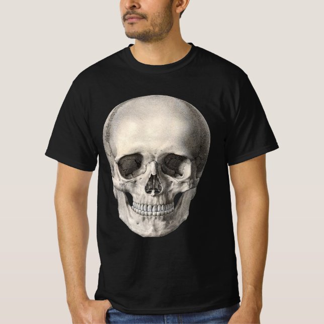Camiseta Vintage Anatomia Humana Skull, Esqueleto de Hallow (Frente)
