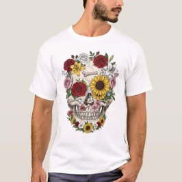Camiseta Vintage, anatomia médica, flor do crânio
